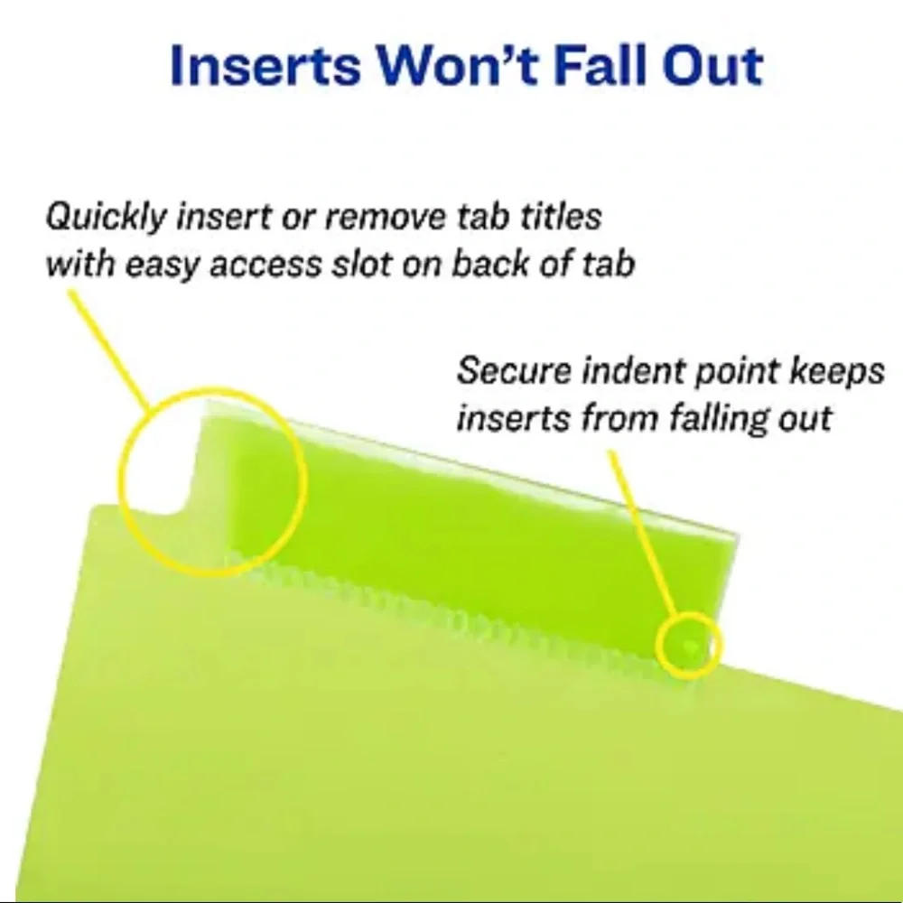 NWT Avery Big Tab Insertable Plastic Dividers, 5-Tab, Two Tone, Set